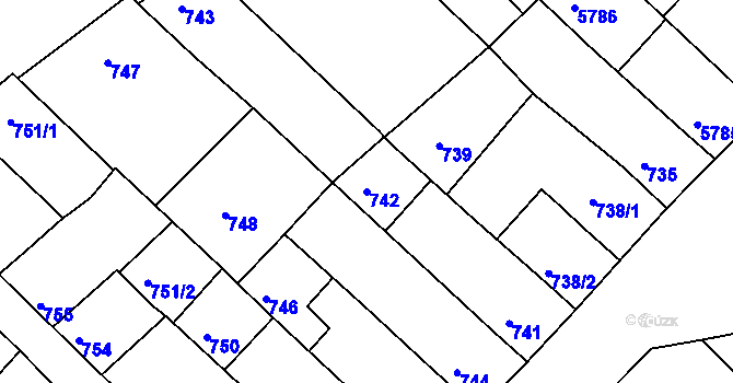Parcela st. 742 v KÚ Ostrožská Nová Ves, Katastrální mapa