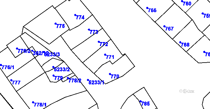 Parcela st. 771 v KÚ Ostrožská Nová Ves, Katastrální mapa
