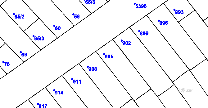 Parcela st. 905 v KÚ Ostrožská Nová Ves, Katastrální mapa