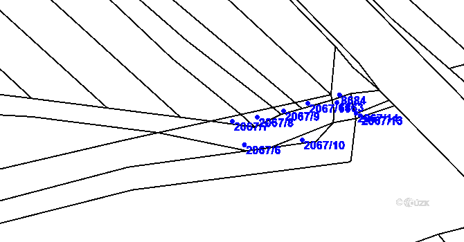 Parcela st. 2067/7 v KÚ Ostrožská Nová Ves, Katastrální mapa