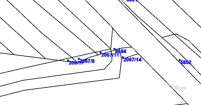 Parcela st. 2067/11 v KÚ Ostrožská Nová Ves, Katastrální mapa