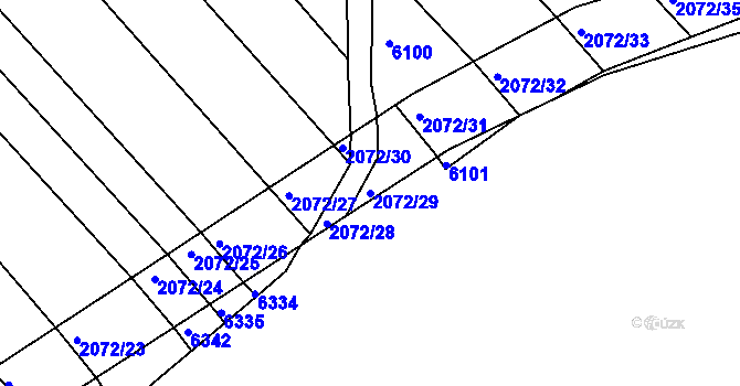 Parcela st. 2072/29 v KÚ Ostrožská Nová Ves, Katastrální mapa
