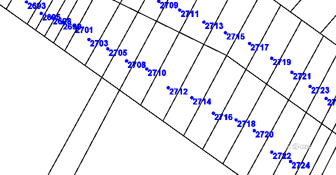 Parcela st. 2712 v KÚ Ostrožská Nová Ves, Katastrální mapa