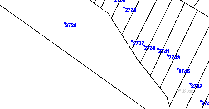 Parcela st. 2734 v KÚ Ostrožská Nová Ves, Katastrální mapa