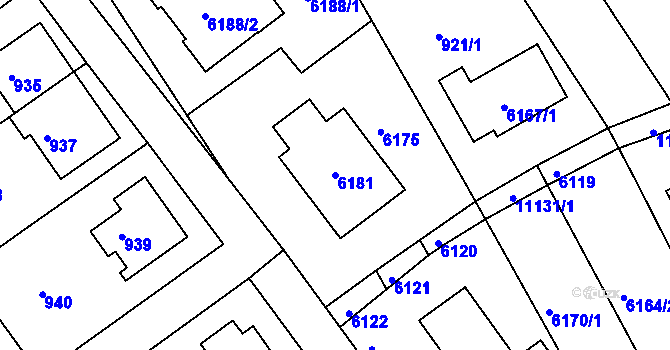 Parcela st. 6181 v KÚ Ostrožská Nová Ves, Katastrální mapa