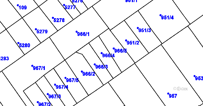 Parcela st. 966/4 v KÚ Ostrožská Nová Ves, Katastrální mapa