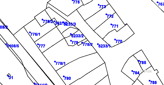 Parcela st. 778/2 v KÚ Ostrožská Nová Ves, Katastrální mapa