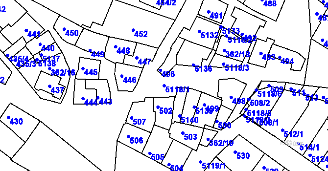 Parcela st. 5118/1 v KÚ Ostrožská Nová Ves, Katastrální mapa