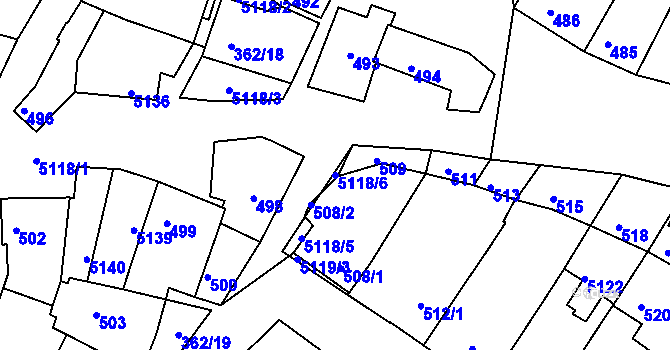 Parcela st. 5118/6 v KÚ Ostrožská Nová Ves, Katastrální mapa