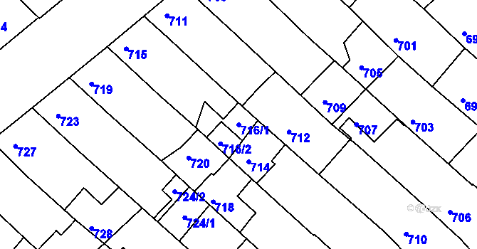 Parcela st. 716/1 v KÚ Ostrožská Nová Ves, Katastrální mapa