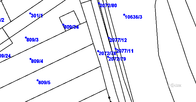 Parcela st. 2072/78 v KÚ Ostrožská Nová Ves, Katastrální mapa