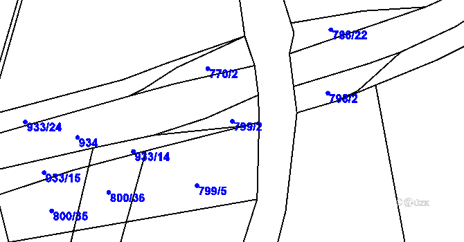 Parcela st. 799/2 v KÚ Ostružná, Katastrální mapa