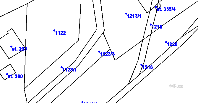 Parcela st. 1123/3 v KÚ Ostružná, Katastrální mapa