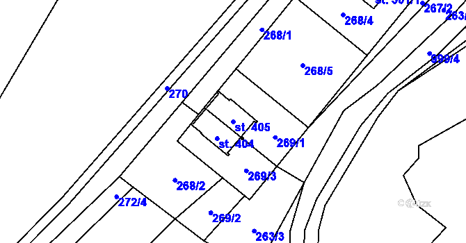 Parcela st. 405 v KÚ Ostružná, Katastrální mapa