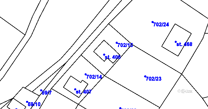 Parcela st. 406 v KÚ Ostružná, Katastrální mapa