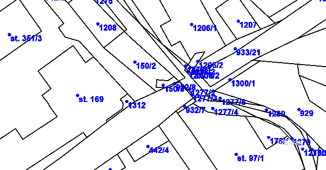 Parcela st. 150/3 v KÚ Ostružná, Katastrální mapa