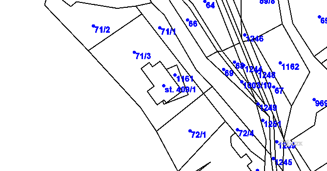 Parcela st. 409/1 v KÚ Ostružná, Katastrální mapa