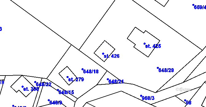 Parcela st. 426 v KÚ Ostružná, Katastrální mapa