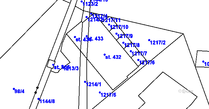 Parcela st. 432 v KÚ Ostružná, Katastrální mapa
