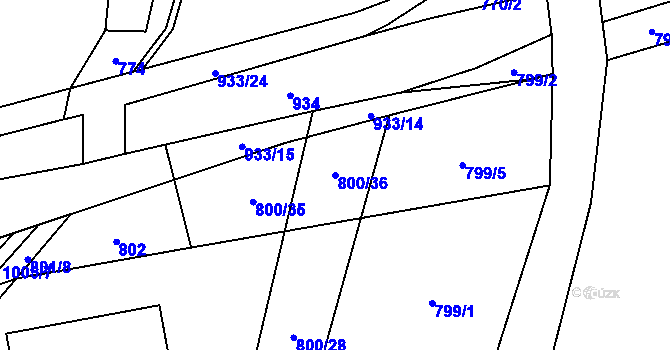 Parcela st. 800/36 v KÚ Ostružná, Katastrální mapa