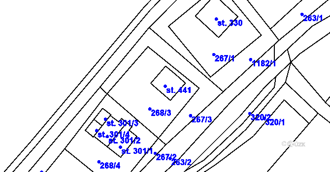Parcela st. 441 v KÚ Ostružná, Katastrální mapa