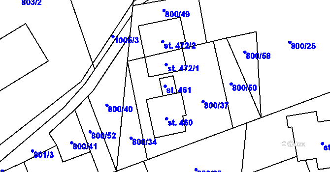 Parcela st. 461 v KÚ Ostružná, Katastrální mapa
