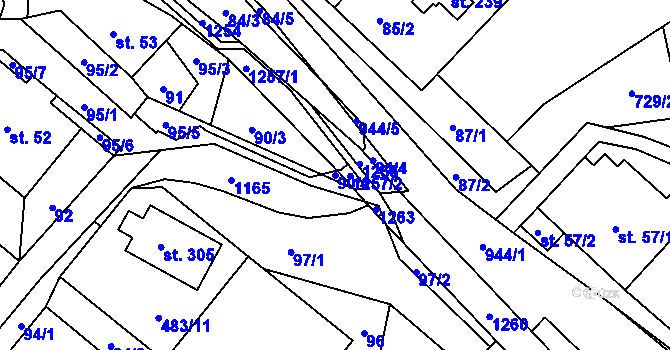 Parcela st. 90/4 v KÚ Ostružná, Katastrální mapa