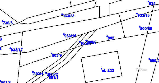 Parcela st. 1005/7 v KÚ Ostružná, Katastrální mapa