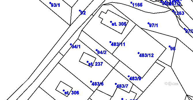 Parcela st. 94/2 v KÚ Ostružná, Katastrální mapa