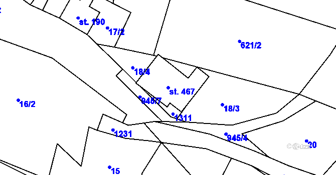 Parcela st. 467 v KÚ Ostružná, Katastrální mapa