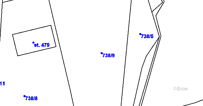 Parcela st. 738/9 v KÚ Ostružná, Katastrální mapa