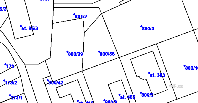 Parcela st. 800/56 v KÚ Ostružná, Katastrální mapa