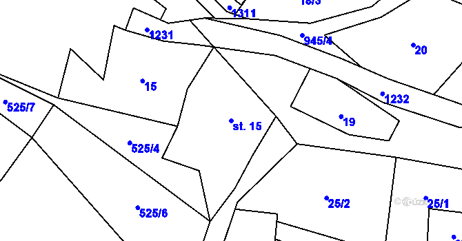 Parcela st. 15 v KÚ Ostružná, Katastrální mapa