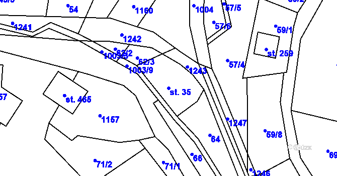 Parcela st. 35 v KÚ Ostružná, Katastrální mapa