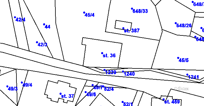Parcela st. 36 v KÚ Ostružná, Katastrální mapa