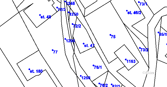Parcela st. 47 v KÚ Ostružná, Katastrální mapa