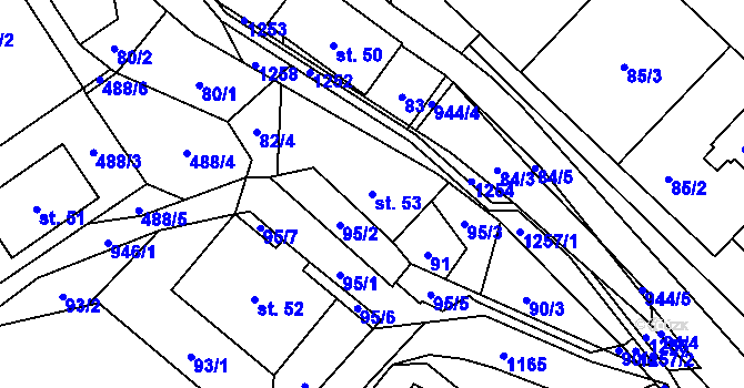 Parcela st. 53 v KÚ Ostružná, Katastrální mapa
