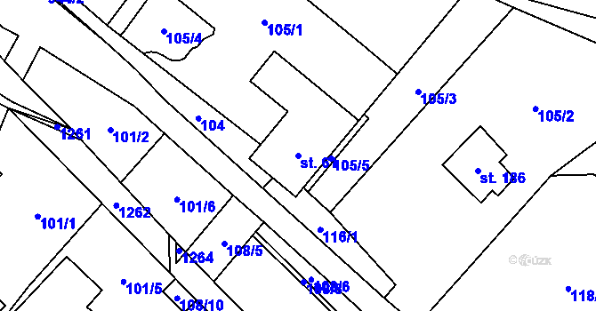 Parcela st. 61 v KÚ Ostružná, Katastrální mapa