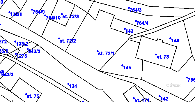 Parcela st. 72/1 v KÚ Ostružná, Katastrální mapa