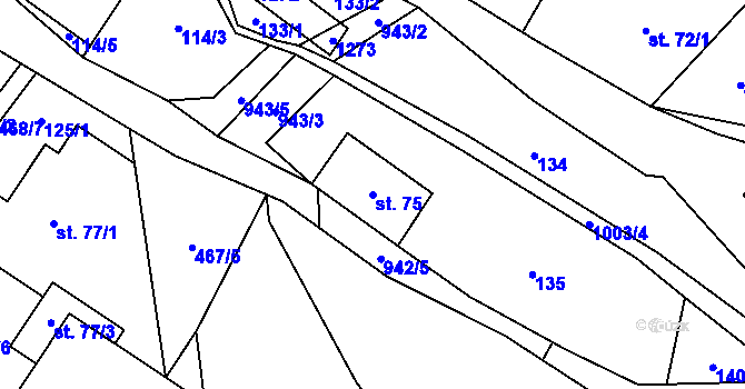 Parcela st. 75 v KÚ Ostružná, Katastrální mapa