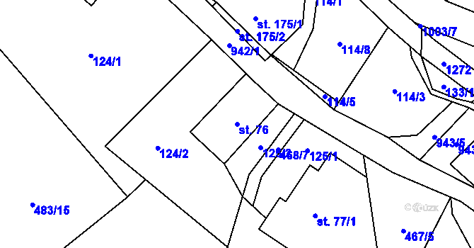 Parcela st. 76 v KÚ Ostružná, Katastrální mapa