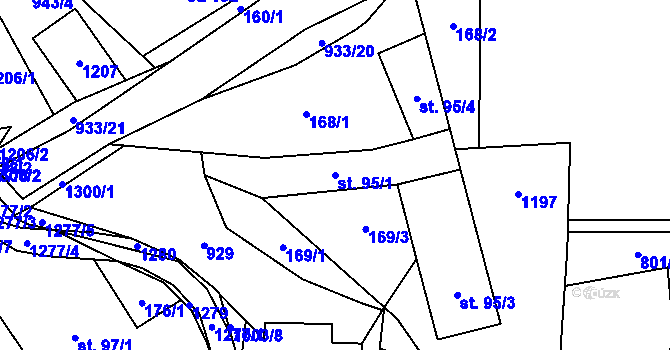 Parcela st. 95/1 v KÚ Ostružná, Katastrální mapa
