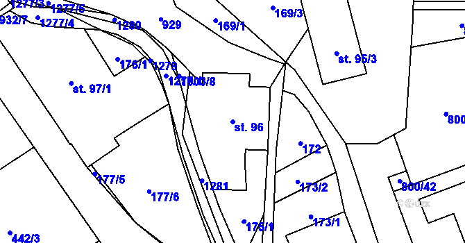 Parcela st. 96 v KÚ Ostružná, Katastrální mapa