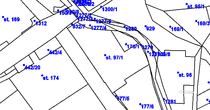 Parcela st. 97/1 v KÚ Ostružná, Katastrální mapa