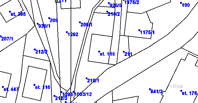 Parcela st. 115 v KÚ Ostružná, Katastrální mapa