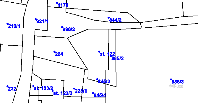 Parcela st. 122 v KÚ Ostružná, Katastrální mapa