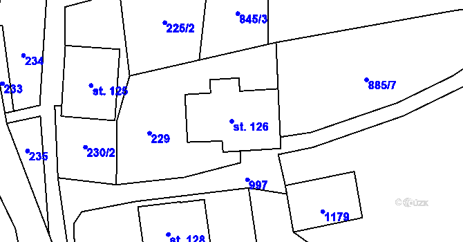 Parcela st. 126 v KÚ Ostružná, Katastrální mapa
