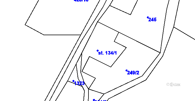 Parcela st. 134/1 v KÚ Ostružná, Katastrální mapa