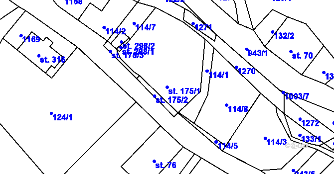 Parcela st. 175/1 v KÚ Ostružná, Katastrální mapa