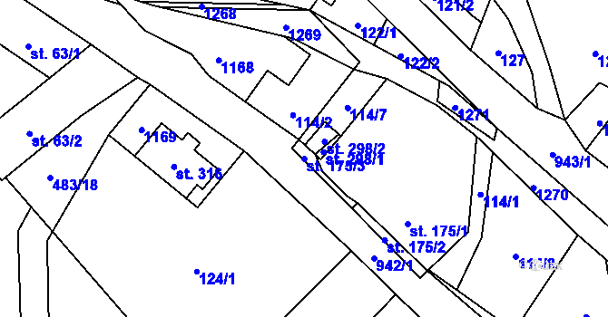 Parcela st. 175/3 v KÚ Ostružná, Katastrální mapa